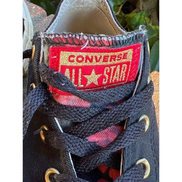 Converse All Star Low Top Black with Red Flowers Size 3 (WS75) - Picture 10 of 14